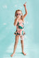 A children's flounces one-piece swimsuit